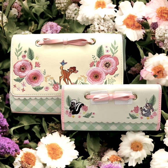 Loungefly Handbags - Loungefly Disney Bambi Springtime Gingham Crossbody Bag Wallet Set